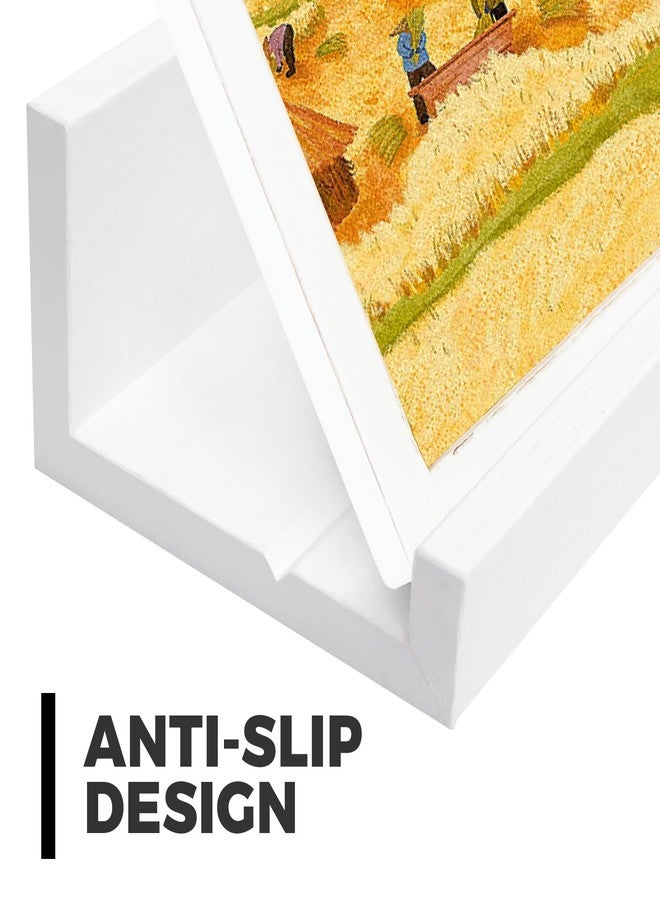 Muzilife 12" Small Floating Wall Ledge Shelves with Lip - Set of 2 Wood Floating Shelves - White Wall Mounted Picture Ledge for Office, Bathroom, Bedroom, Living Room, Kitchen - Image 3